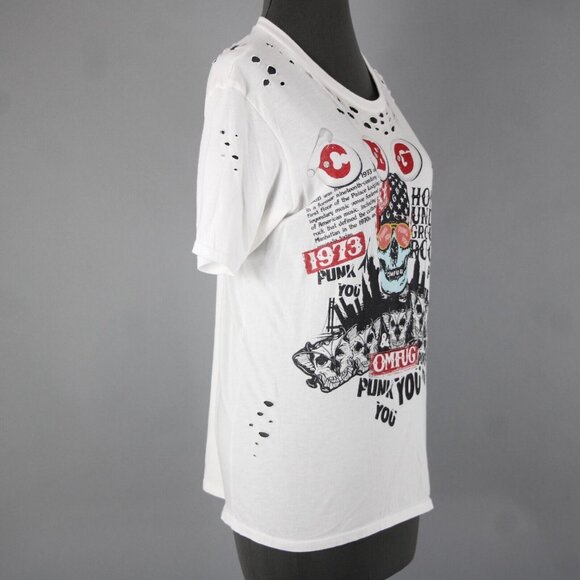 Lauren Moshi Sz M White Black Red CBGB Home Of Underground Rock 100% Cotton Top - Picture 8 of 16